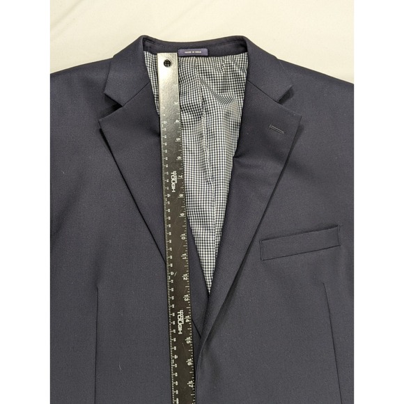 Stafford Blazer Sport Coat Jacket 100% Wool Navy Blue Metal Buttons 46L 48" EUC - Picture 10 of 15
